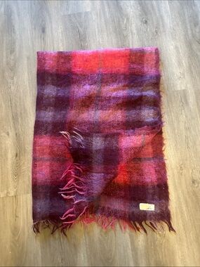 Cozy Pink & Plum Plaid Fringe Blanket